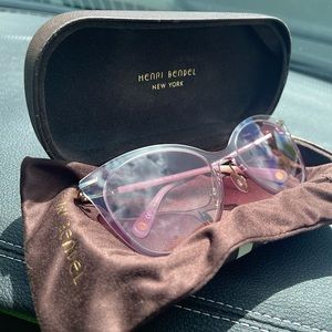 Henri Bendel clear purple cat eye sunglasses